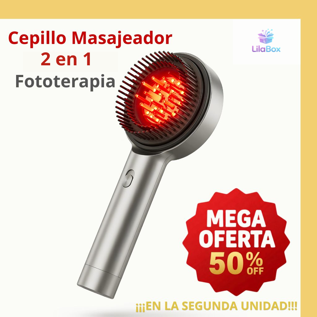 Cepillo Masajeador para Cabello 2 en 1 con Fototerapia